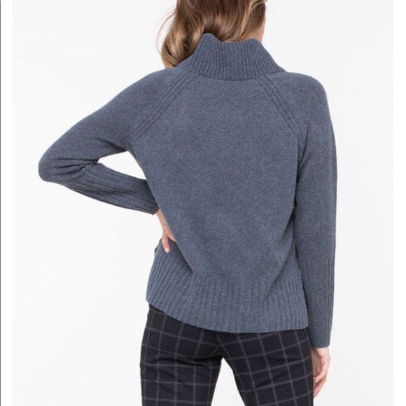 Ribbed Cowl Neck Pullover Bijou Blue - Picture 7 of 16